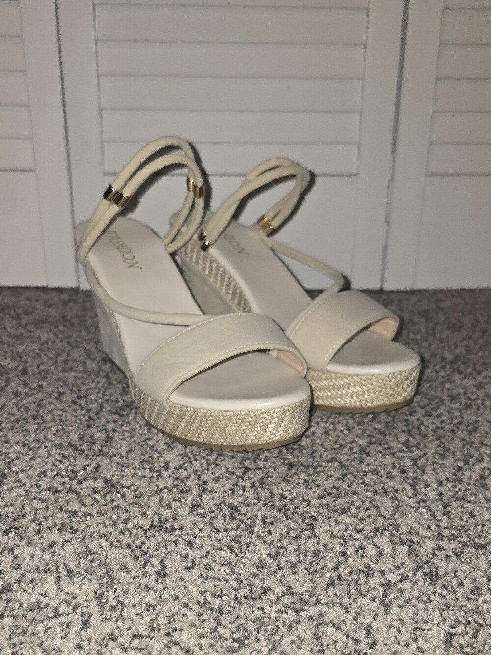 Fashion Nova Cream Espadrille Wedge Sandals with Ankle Strap